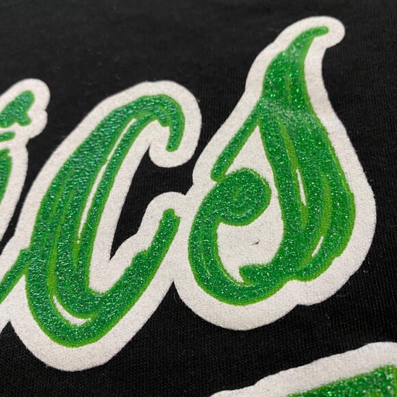 Boston Celtics Glitter Logo V-Neck Shirt Womens Medium Black NBA Basketball NWT - Picture 6 of 16